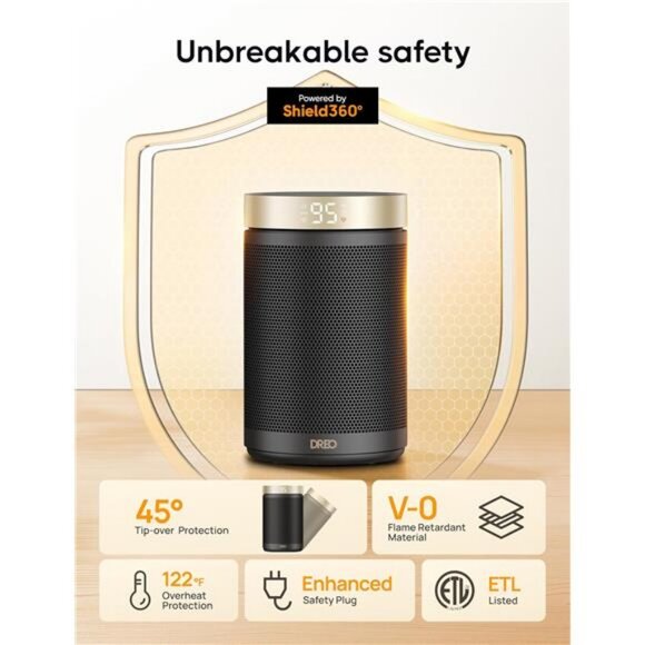 Space Heater, Portable Electric Heaters Indoor with Thermostat, Digital Display - Picture 5 of 6